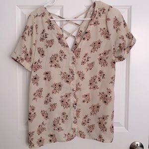 Floral V-Neck Chiffon Button-Up